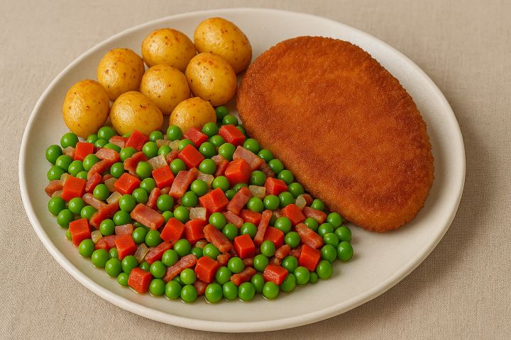 Aangeklede doperwtjes met spekjes en paprika